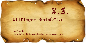 Wilfinger Borbála névjegykártya